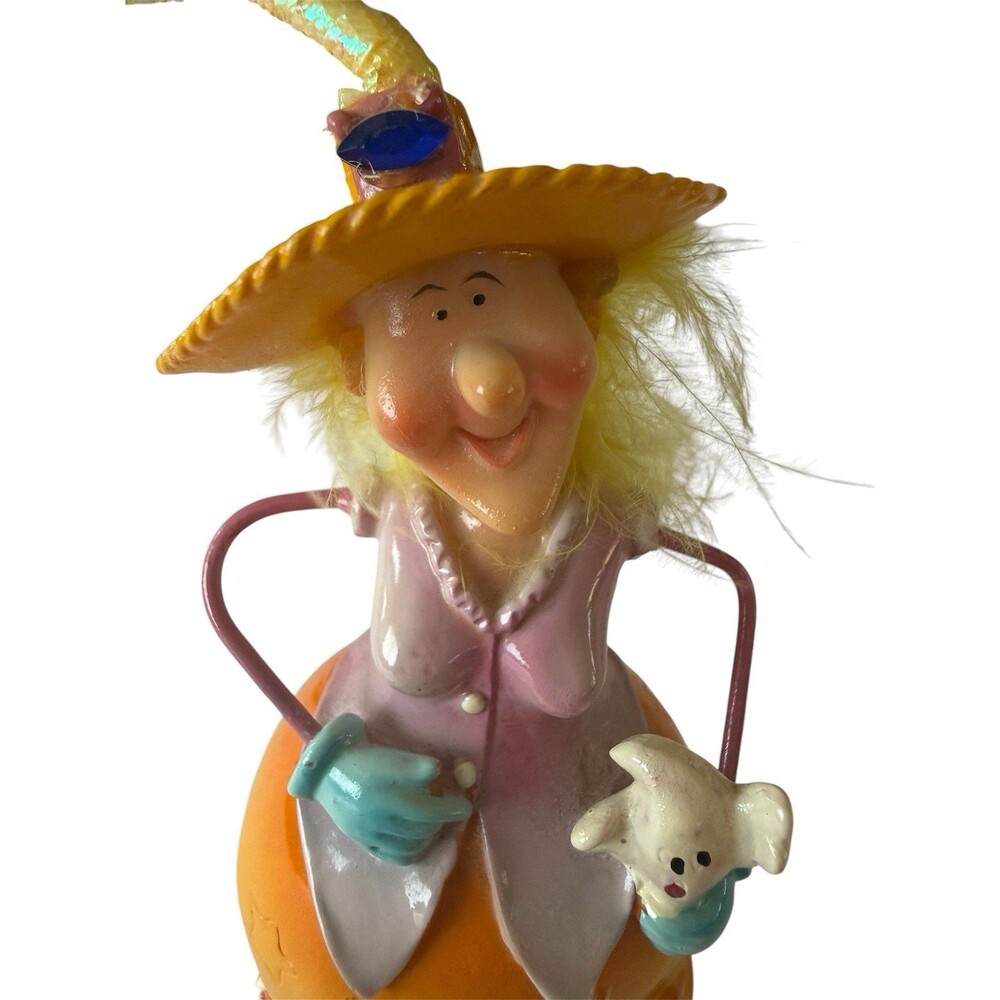 Halloween Witch Figurine‎ Whimsical Resin Decor With Ghost Vintage